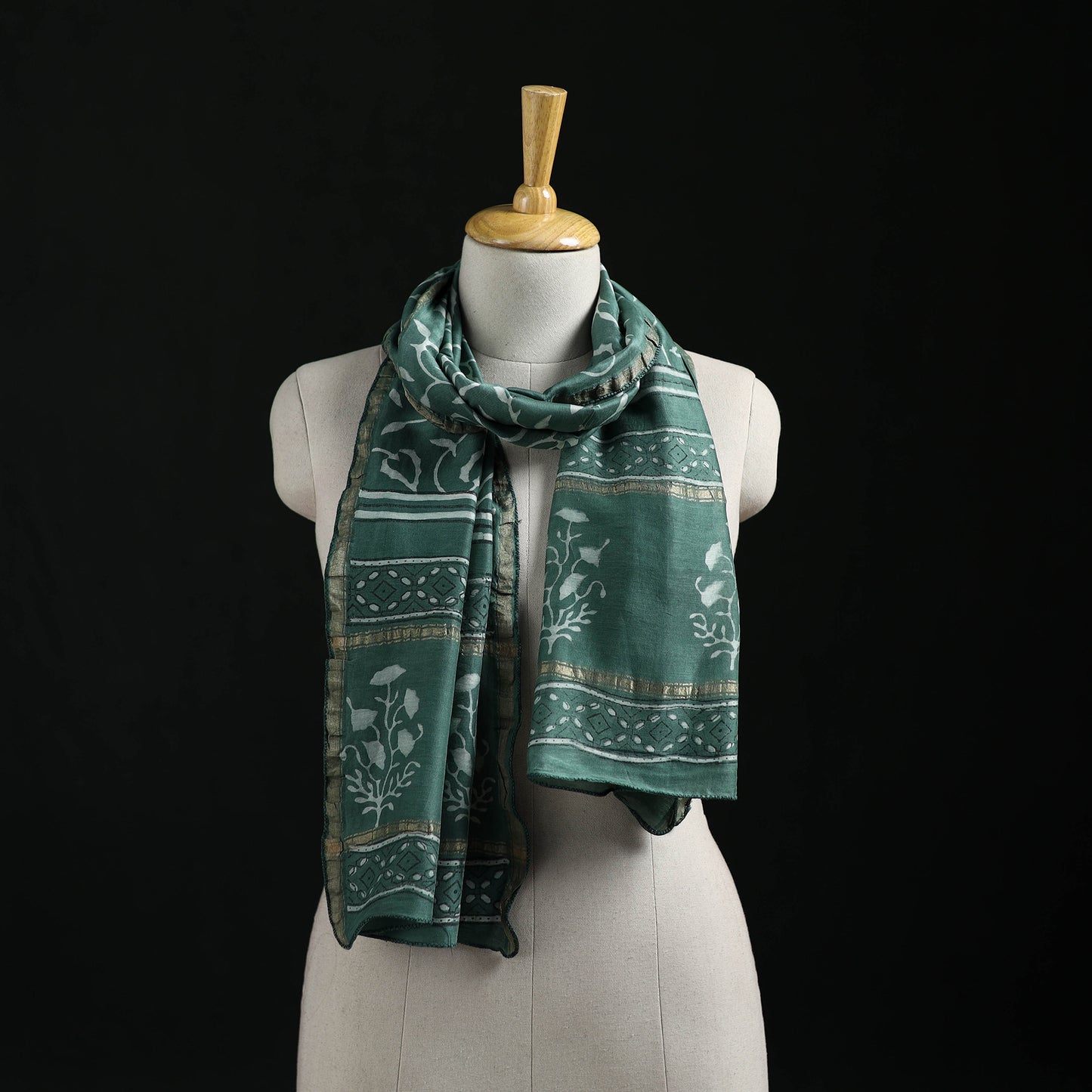 Akola Hand Block Print Chanderi Silk Handloom Stole 16