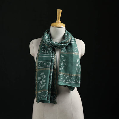 Akola Hand Block Print Chanderi Silk Handloom Stole 16