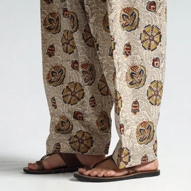 Beige - Pedana Kalamkari Block Printed Cotton Elasticated Salwar 19