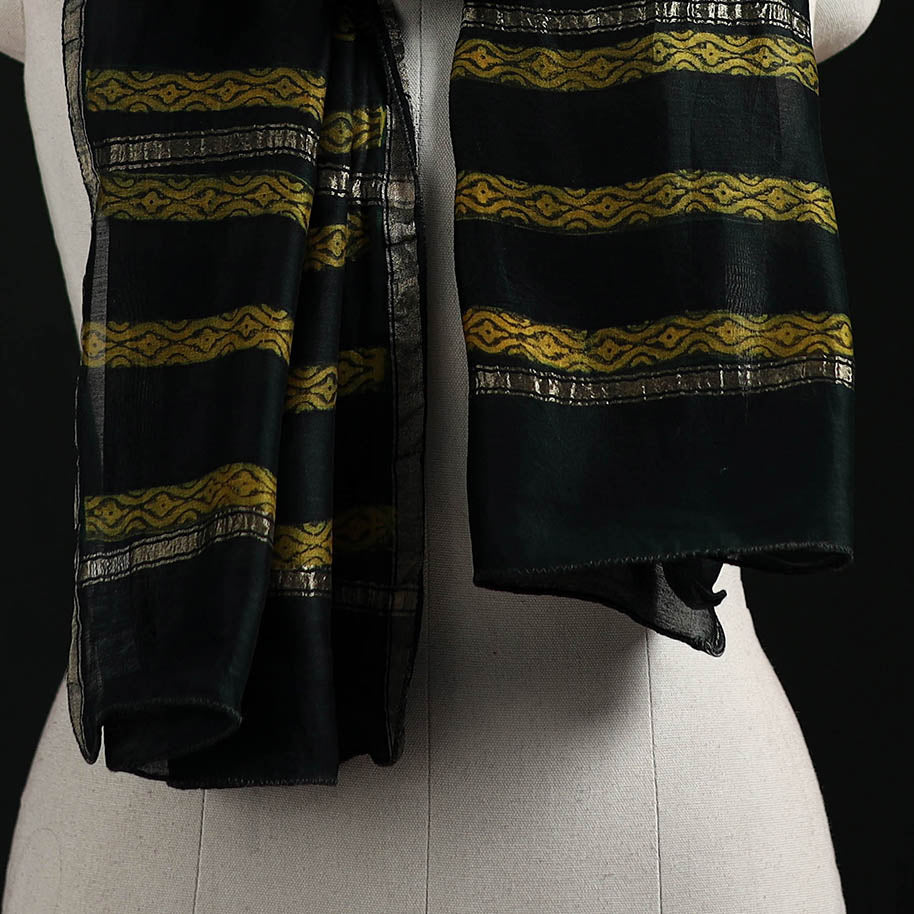 Akola Hand Block Print Chanderi Silk Handloom Stole 18