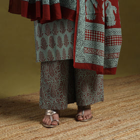 Natural Dyed Hand Block Bagh Print Cotton Suit Set with Dupatta for Women 15