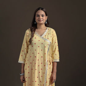 Gota Work Bandhani Tie-Dye Cotton A-Line Long Kurta for Women 14