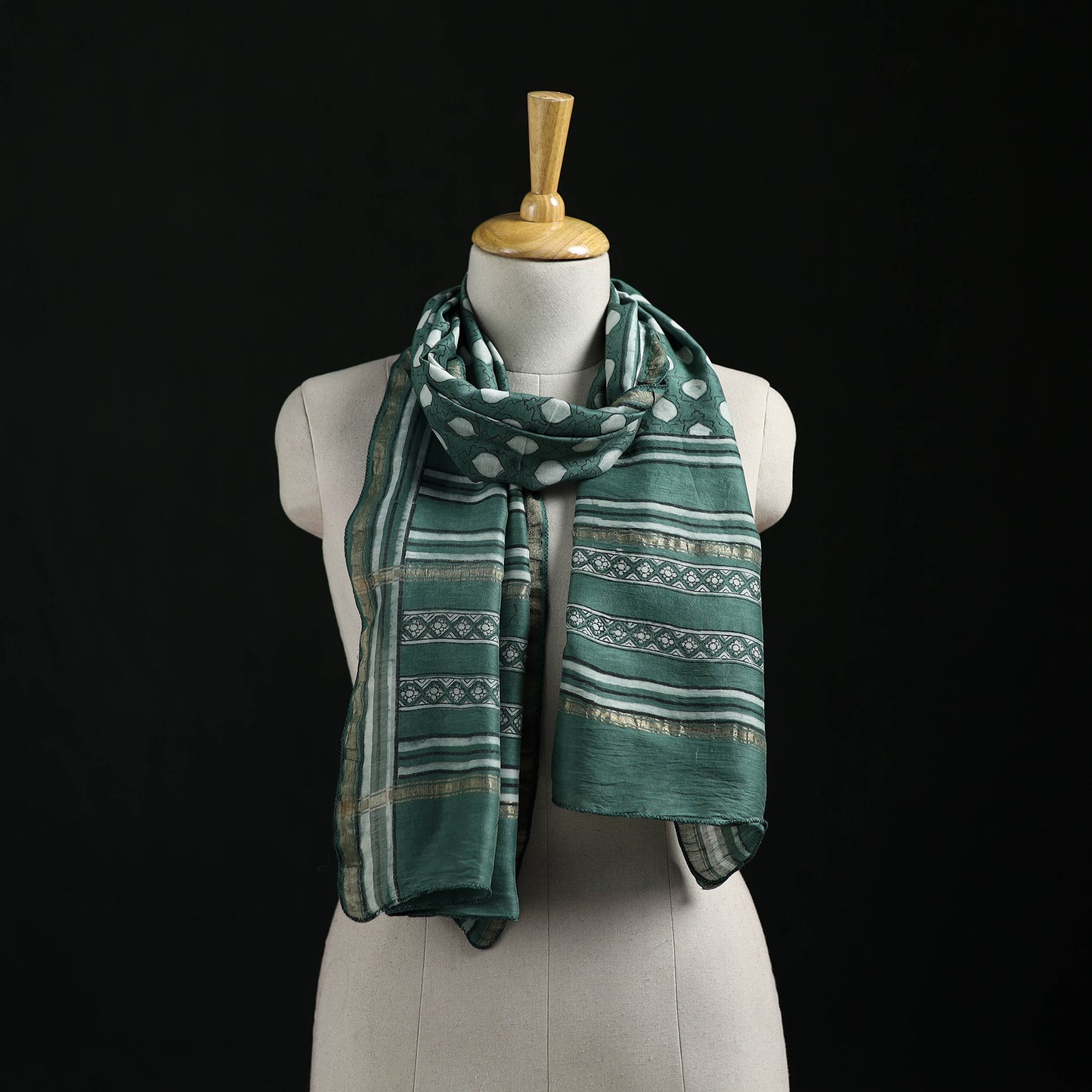 Akola Hand Block Print Chanderi Silk Handloom Stole 20
