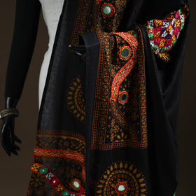 Kutch Hand Embroidered Mirror Work Printed Cotton Dupatta 03
