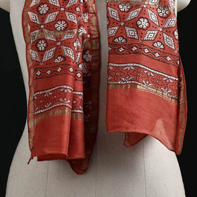 Akola Hand Block Print Chanderi Silk Handloom Stole 23