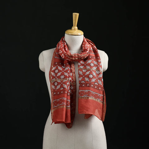 Akola Hand Block Print Chanderi Silk Handloom Stole 23