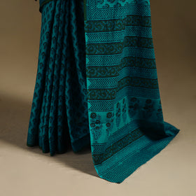Green - Gamthi Hand Block Print Pure Mul Cotton Saree with Blouse Piece 42