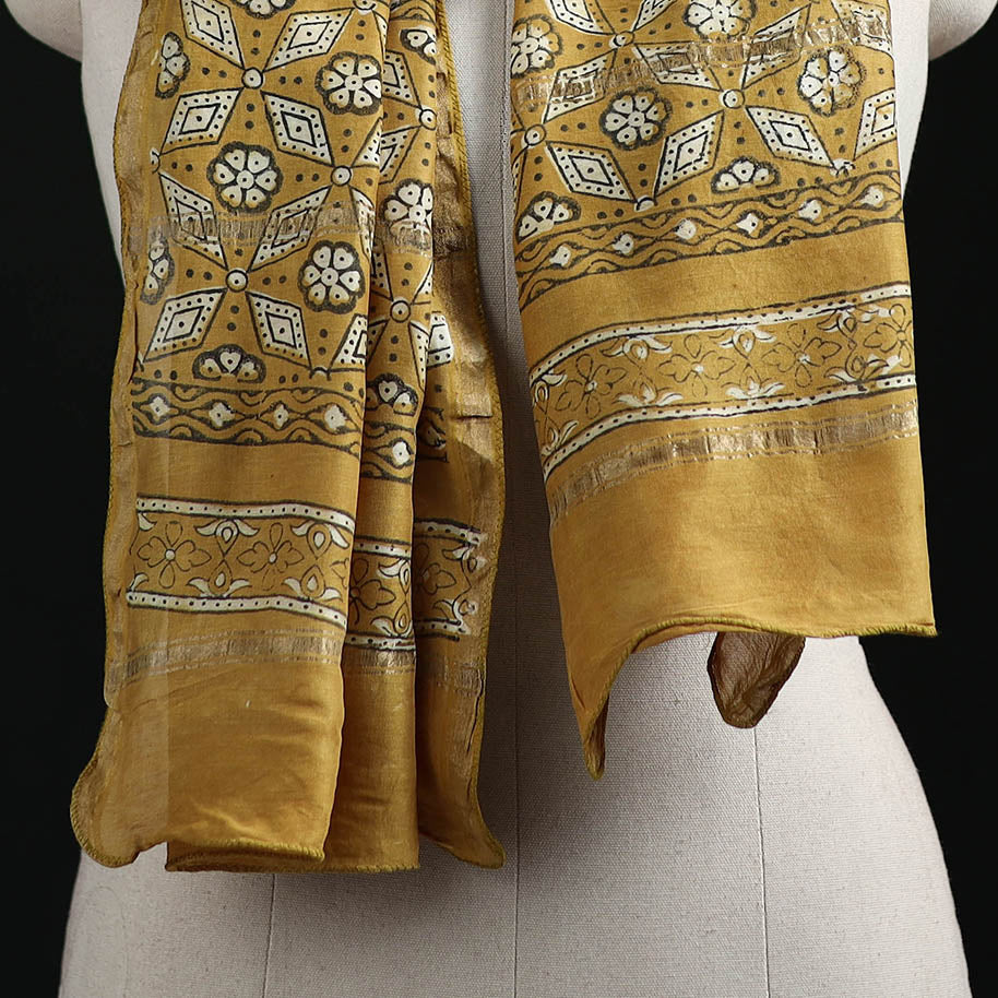 Akola Hand Block Print Chanderi Silk Handloom Stole 24