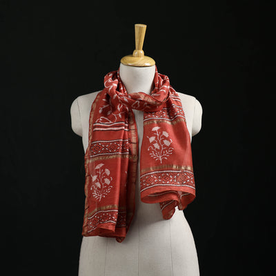 Akola Hand Block Print Chanderi Silk Handloom Stole 25