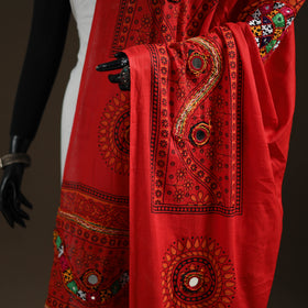 Kutch Hand Embroidered Mirror Work Printed Cotton Dupatta 04