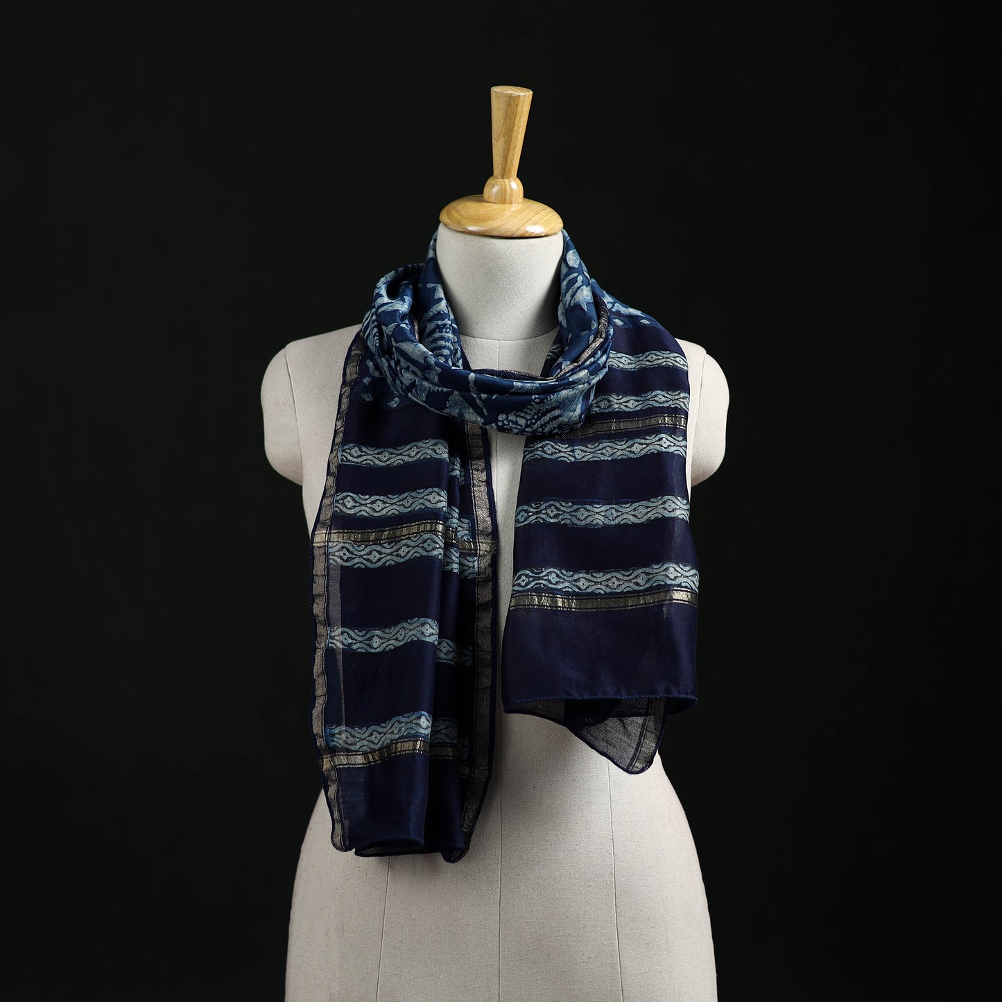 Akola Hand Block Print Chanderi Silk Handloom Stole 26