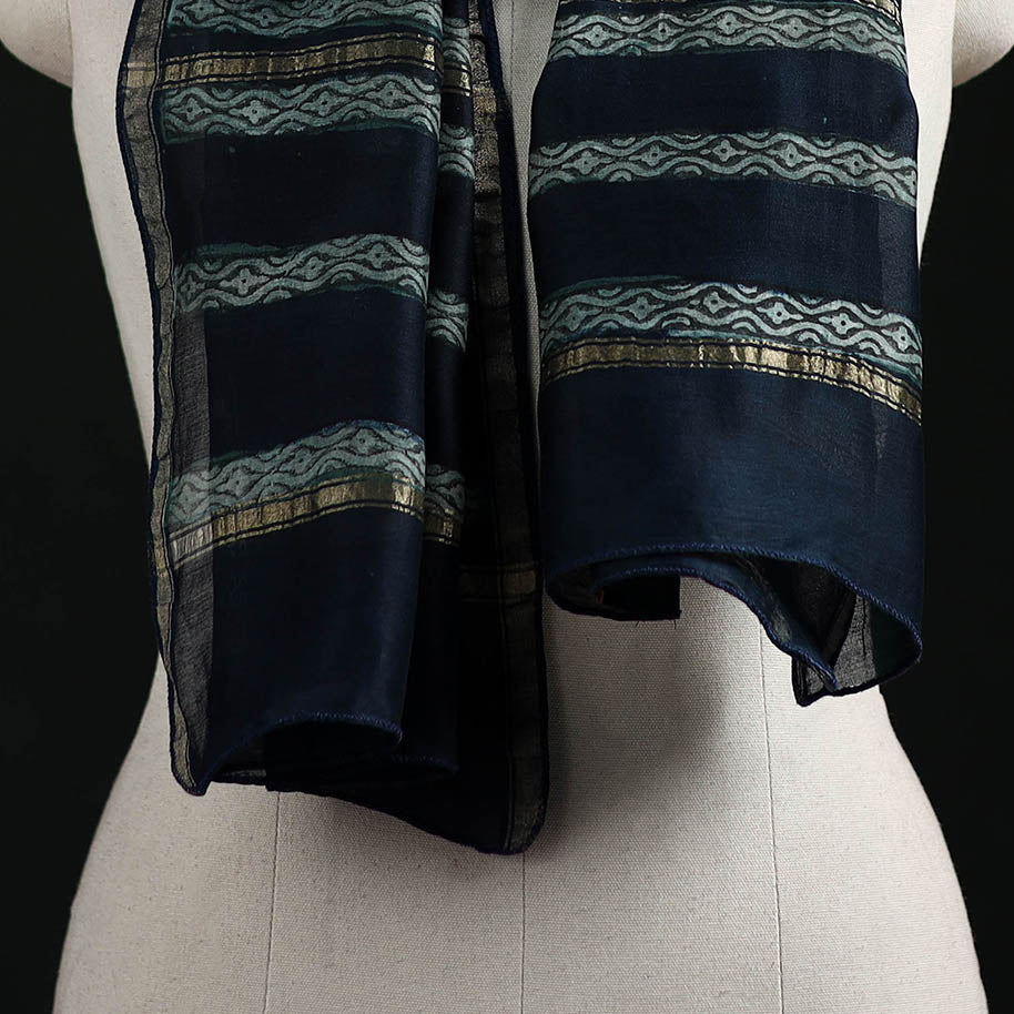 Akola Hand Block Print Chanderi Silk Handloom Stole 27