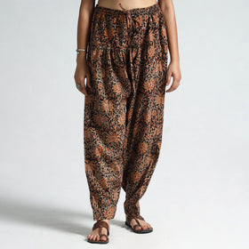 Black - Kalamkari Block Printed Cotton Elasticated Salwar 23