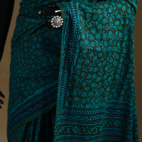 Green - Gamthi Hand Block Print Pure Mul Cotton Saree with Blouse Piece 43