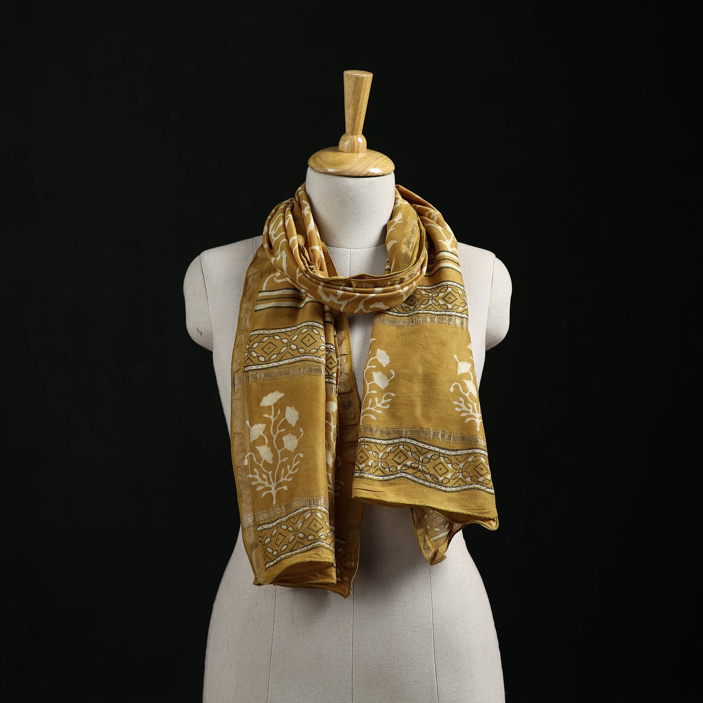 Akola Hand Block Print Chanderi Silk Handloom Stole 28