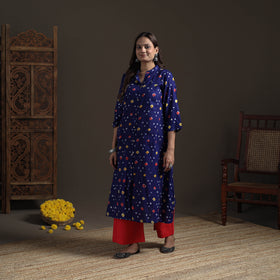 Bandhani Tie-Dye Cotton A-Line Long Kurta for Women 07
