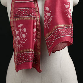 Akola Hand Block Print Chanderi Silk Handloom Stole 29