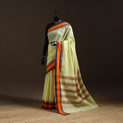 Yellow - Bengal Handwoven Cotton Begumpuri Saree 11