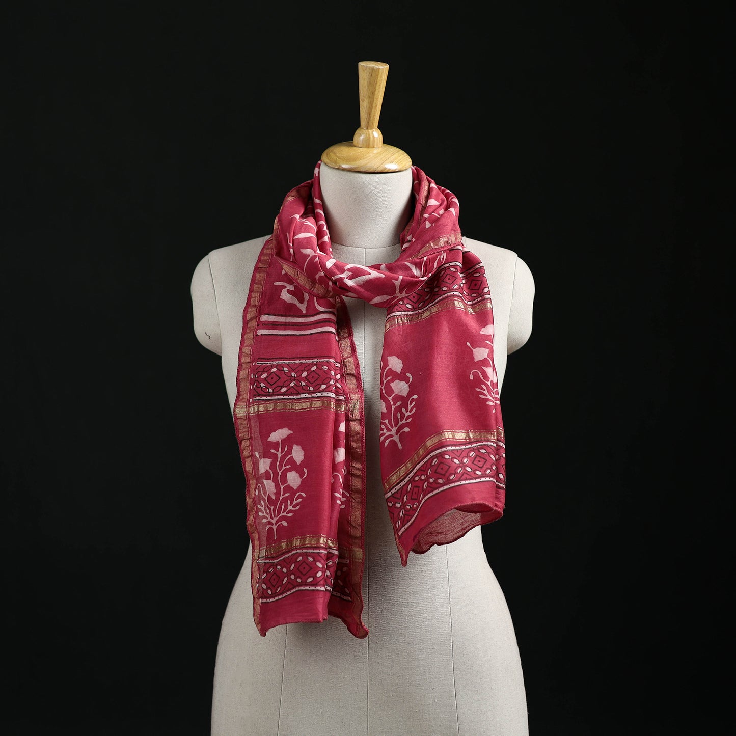 Akola Hand Block Print Chanderi Silk Handloom Stole 29