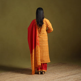 Pochampally Ikat Cotton Suit Set with Dupatta for women 16