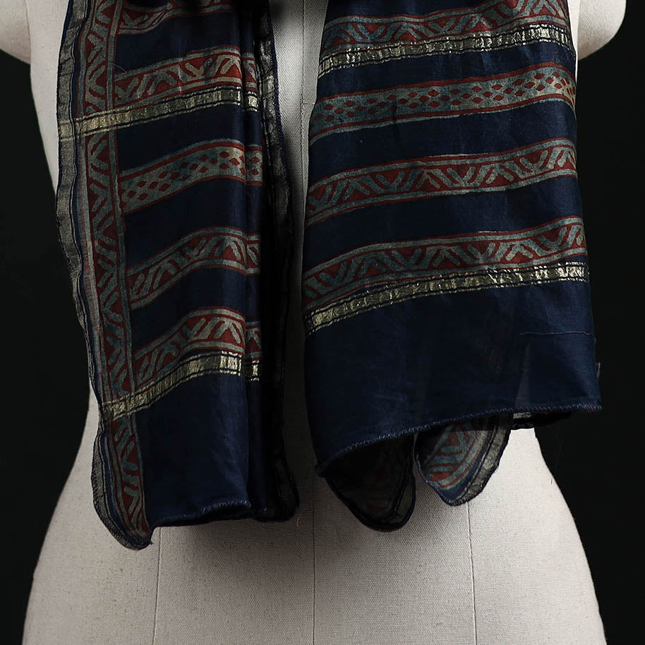Akola Hand Block Print Chanderi Silk Handloom Stole 30