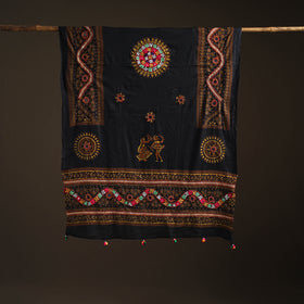 Kutch Hand Embroidered Mirror Work Printed Cotton Dupatta 01
