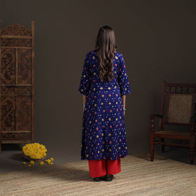 Bandhani Tie-Dye Cotton A-Line Long Kurta for Women 07
