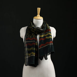 Black - Akola Hand Block Print Chanderi Silk Handloom Stole 31