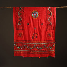 Kutch Hand Embroidered Mirror Work Printed Cotton Dupatta 02