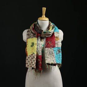 Bengal Kantha Handwork Patchwork Reversible Silk Stole 301
