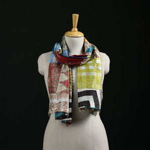 Bengal Kantha Handwork Patchwork Reversible Silk Stole 34
