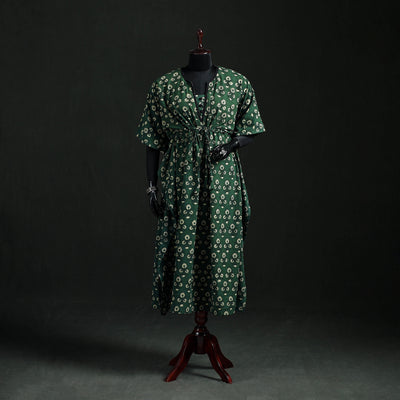 Akola Hand Block Print Natural Dyed Cotton Kaftan (Long) 01
