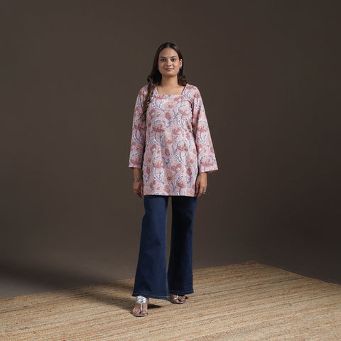 Sanganeri Floral Print Cotton Short Kurta for Women 13