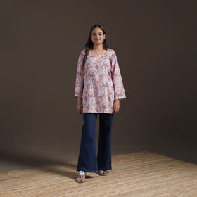Sanganeri Floral Print Cotton Short Kurta for Women 13