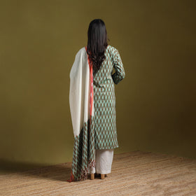 Pochampally Ikat Cotton Suit Set with Dupatta for women 15