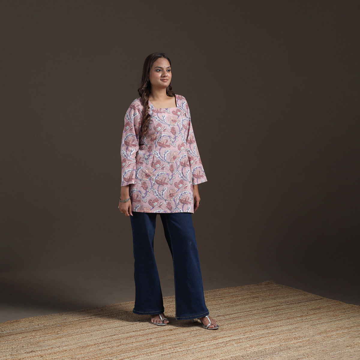 Sanganeri Floral Print Cotton Short Kurta for Women 13