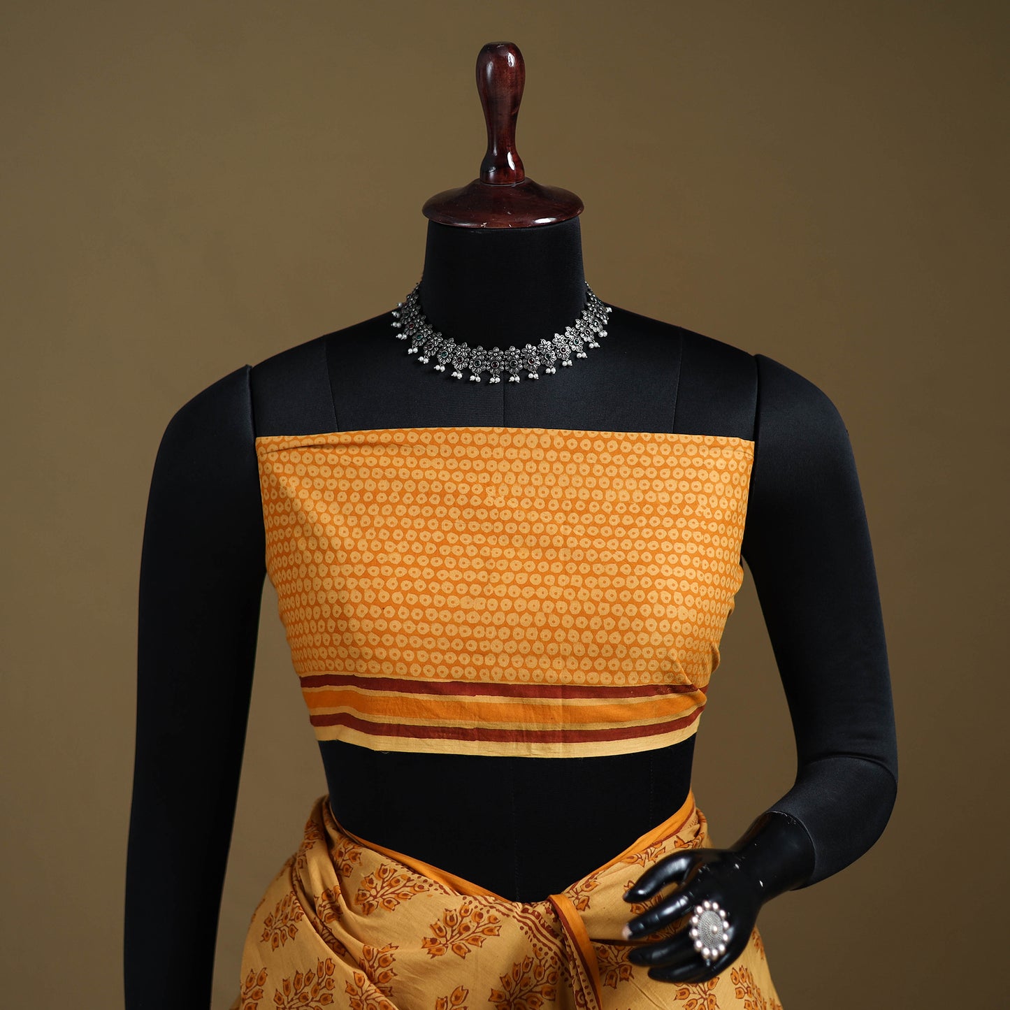 Yellow - Gamthi Hand Block Print Pure Mul Cotton Saree with Blouse Piece 46