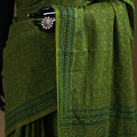 Green - Gamthi Hand Block Print Pure Mul Cotton Saree with Blouse Piece 47