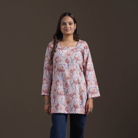 Sanganeri Floral Print Cotton Short Kurta for Women 13