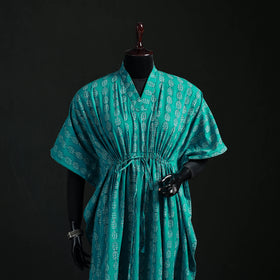 Akola Hand Block Print Natural Dyed Cotton Kaftan (Long) 02