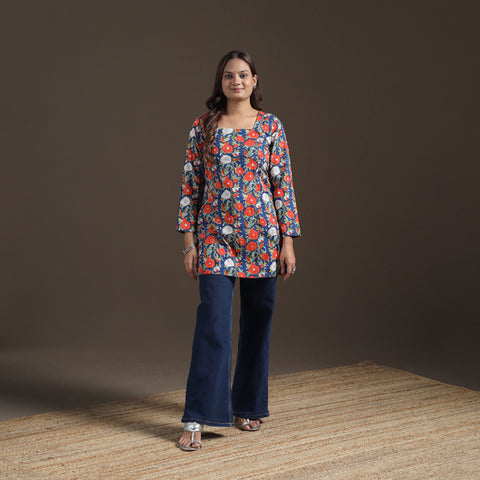 Sanganeri Floral Print Cotton Short Kurta for Women 12