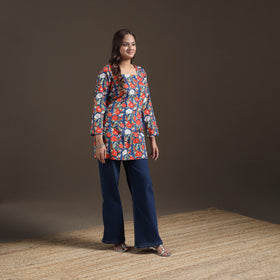 Sanganeri Floral Print Cotton Short Kurta for Women 12