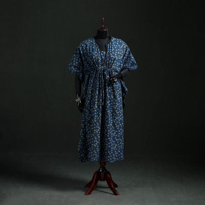 Akola Hand Block Print Natural Dyed Cotton Kaftan (Long) 03