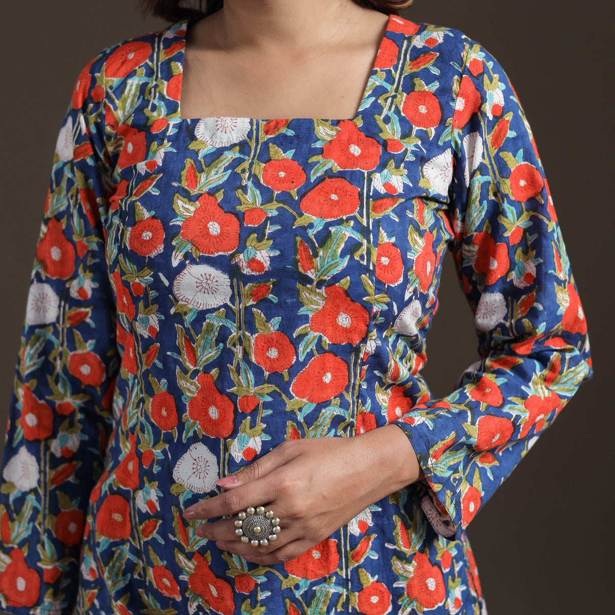 Sanganeri Floral Print Cotton Short Kurta for Women 12