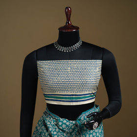 Green - Gamthi Hand Block Print Pure Mul Cotton Saree with Blouse Piece 48