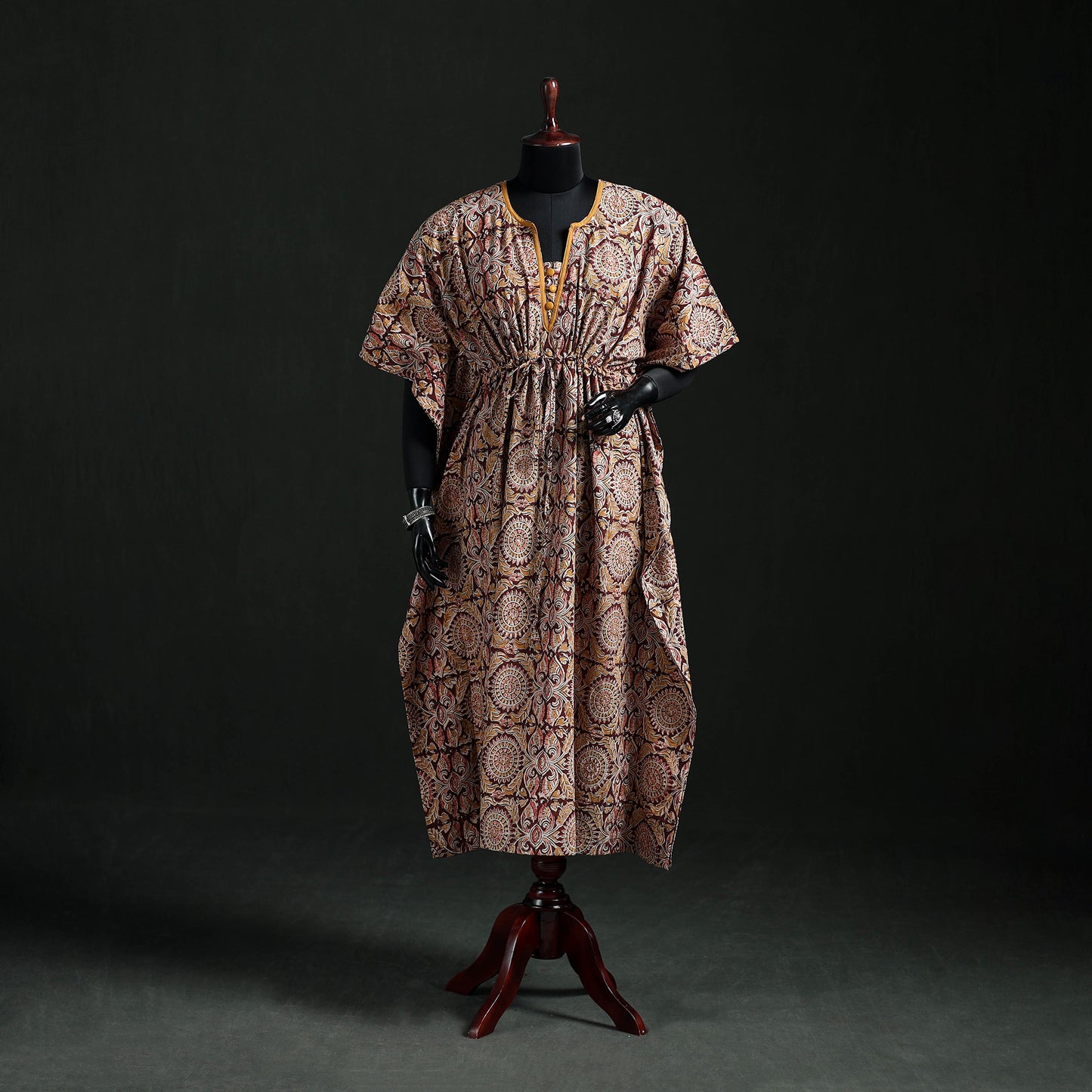Kalamkari Hand Block Print Natural Dyed Cotton Kaftan (Long) 04