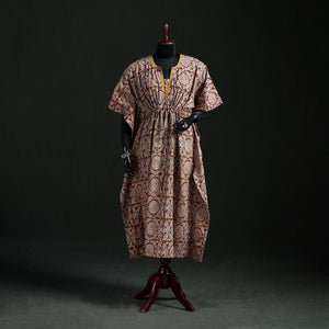 Kalamkari Hand Block Print Natural Dyed Cotton Kaftan (Long) 04