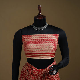 Red - Gamthi Hand Block Print Pure Mul Cotton Saree with Blouse Piece 49