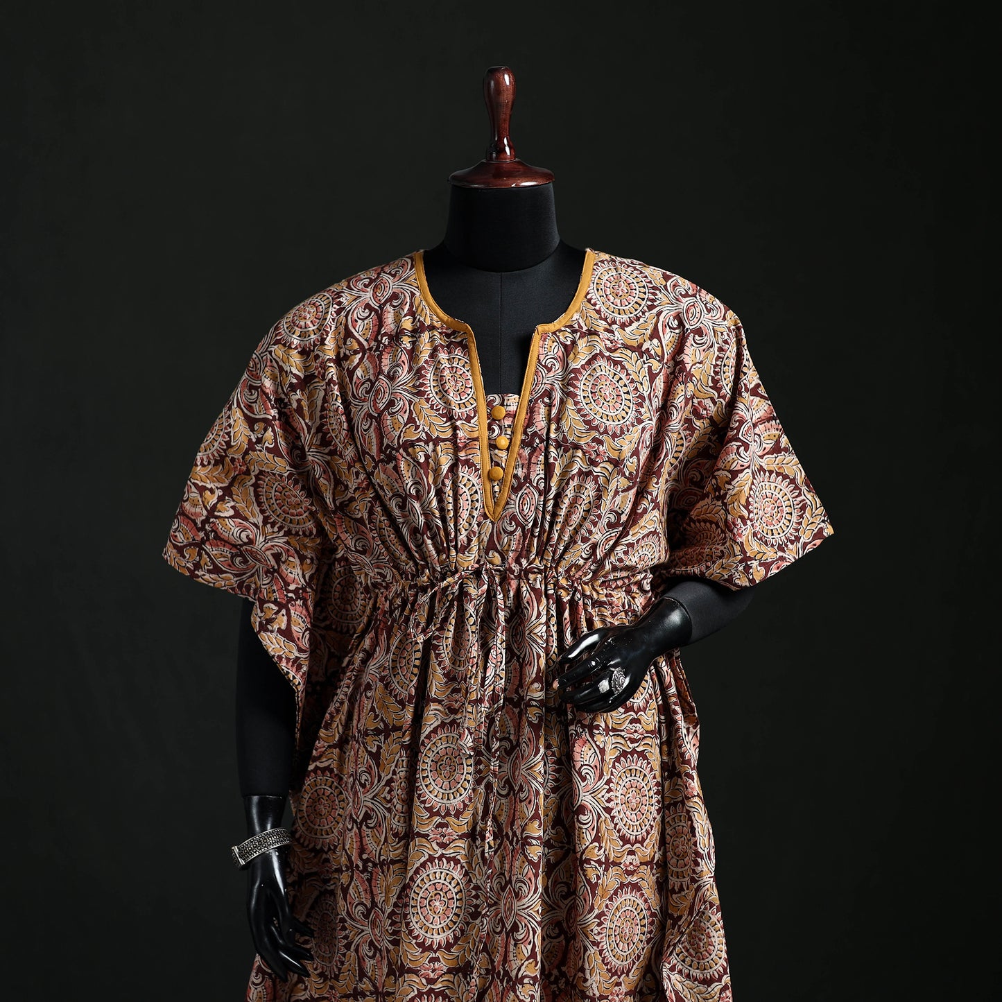 Kalamkari Hand Block Print Natural Dyed Cotton Kaftan (Long) 04