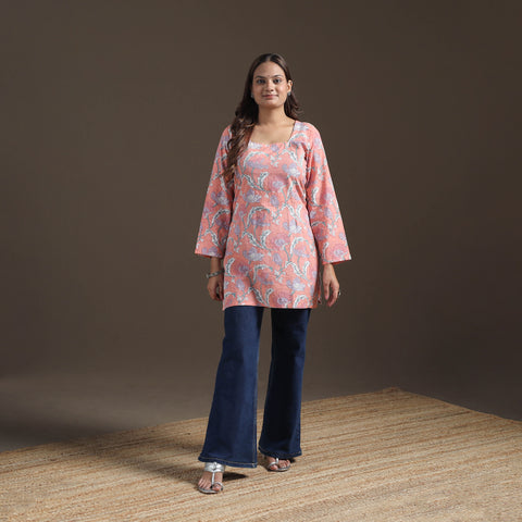 Sanganeri Floral Print Cotton Short Kurta for Women 11